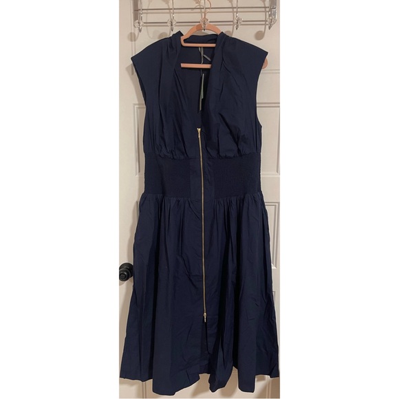 Anthropologie “The Tommie Zip-Front Midi Dress” by Maeve Navy Blue Dress SZ 2X - Picture 9 of 15